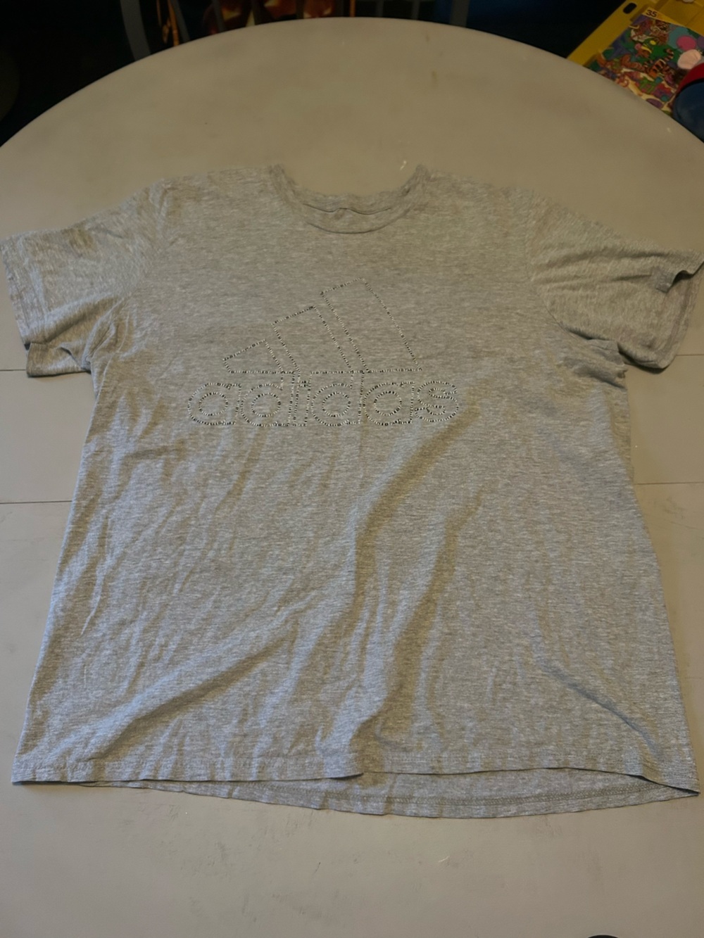 adidas Light Gray Short Sleeve Tee with Studded Logo